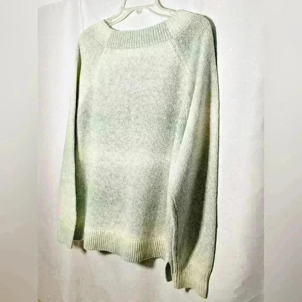 Chaps Womens Green White Hombre Cotton Acrylic Cozy Sweater - Picture 4 of 6